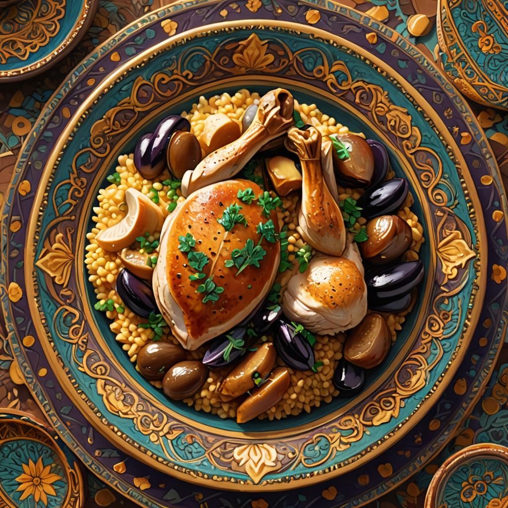 Delicious Couscous Tagine in 3D Anime Style