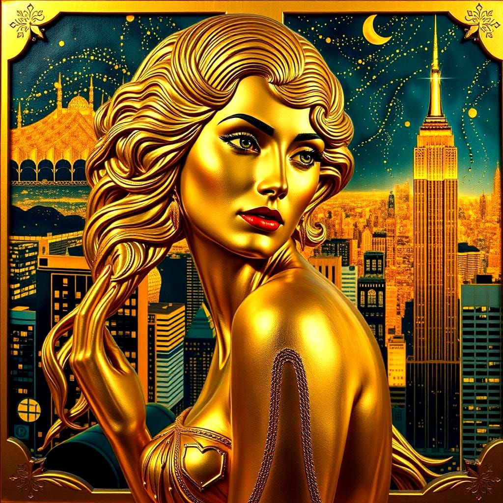 Art Deco Golden Sculpture of a Woman