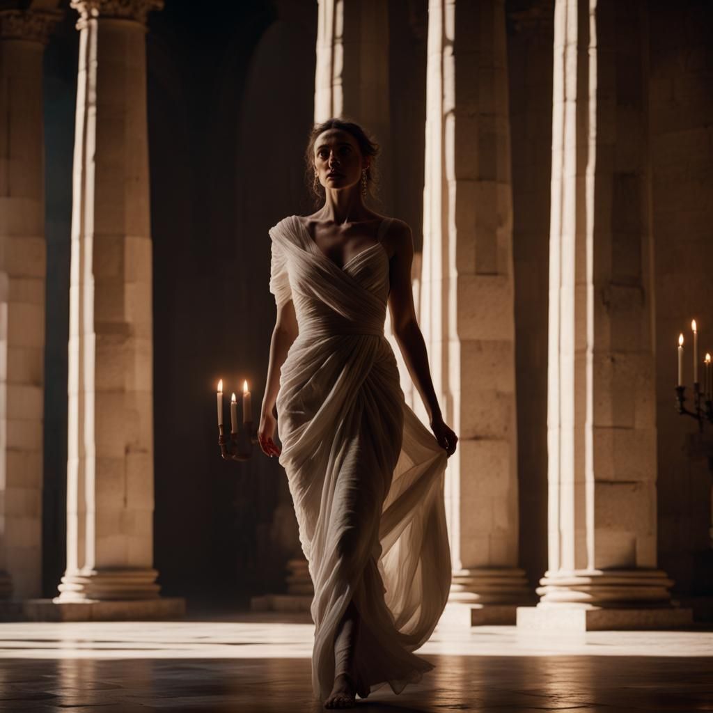 Dramatic Greco-Roman Dance in Candlelit Hall