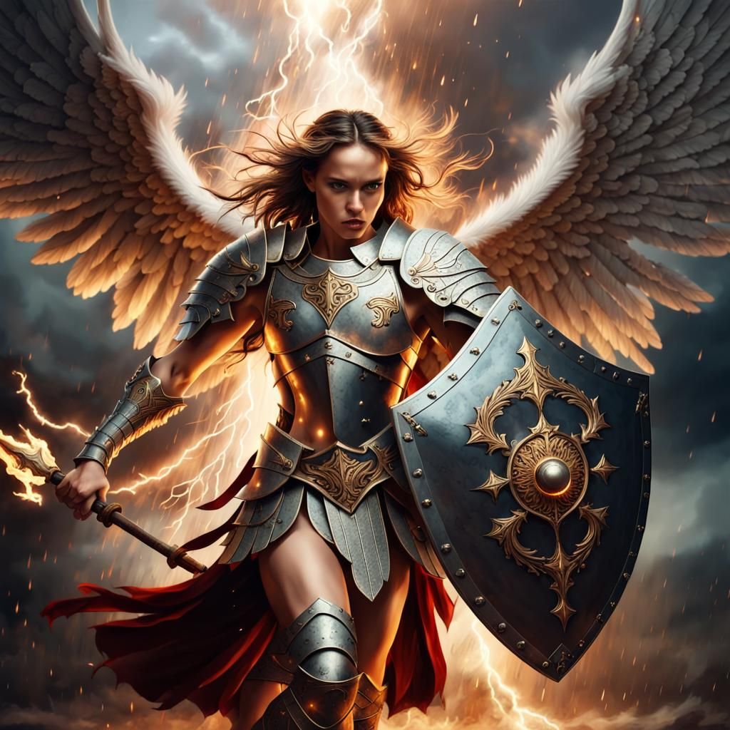 Warrior Angel in Epic Battle Scene