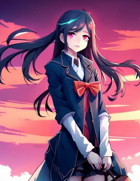 Goth Woman in Anime Style Night Town