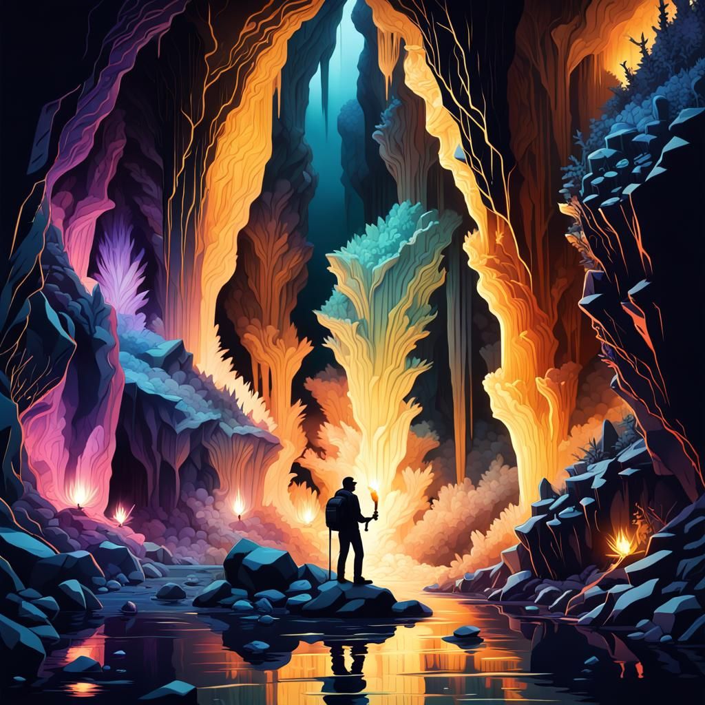 Crystal Cave Explorer in Dream Landscape