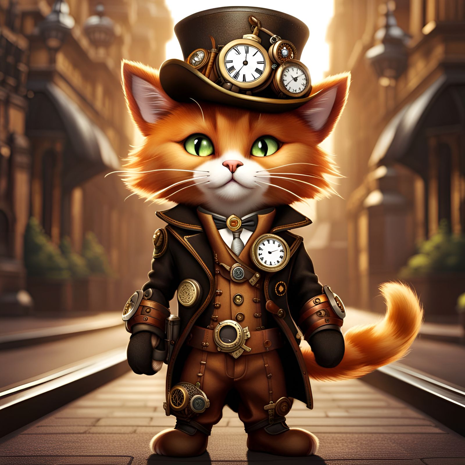 Hotel doorman and timekeeper in the Steampunk city