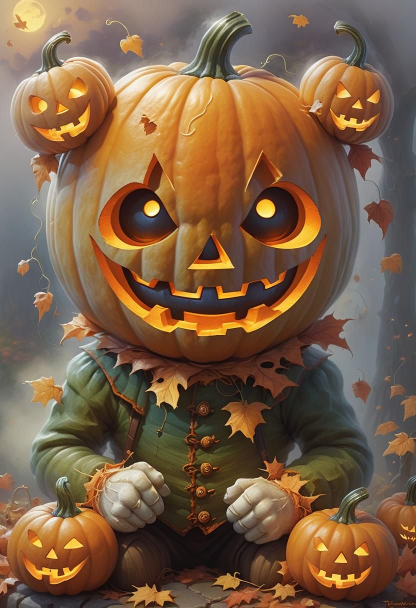 Cute Jack-o'-lantern in Ethereal Fantasy Style