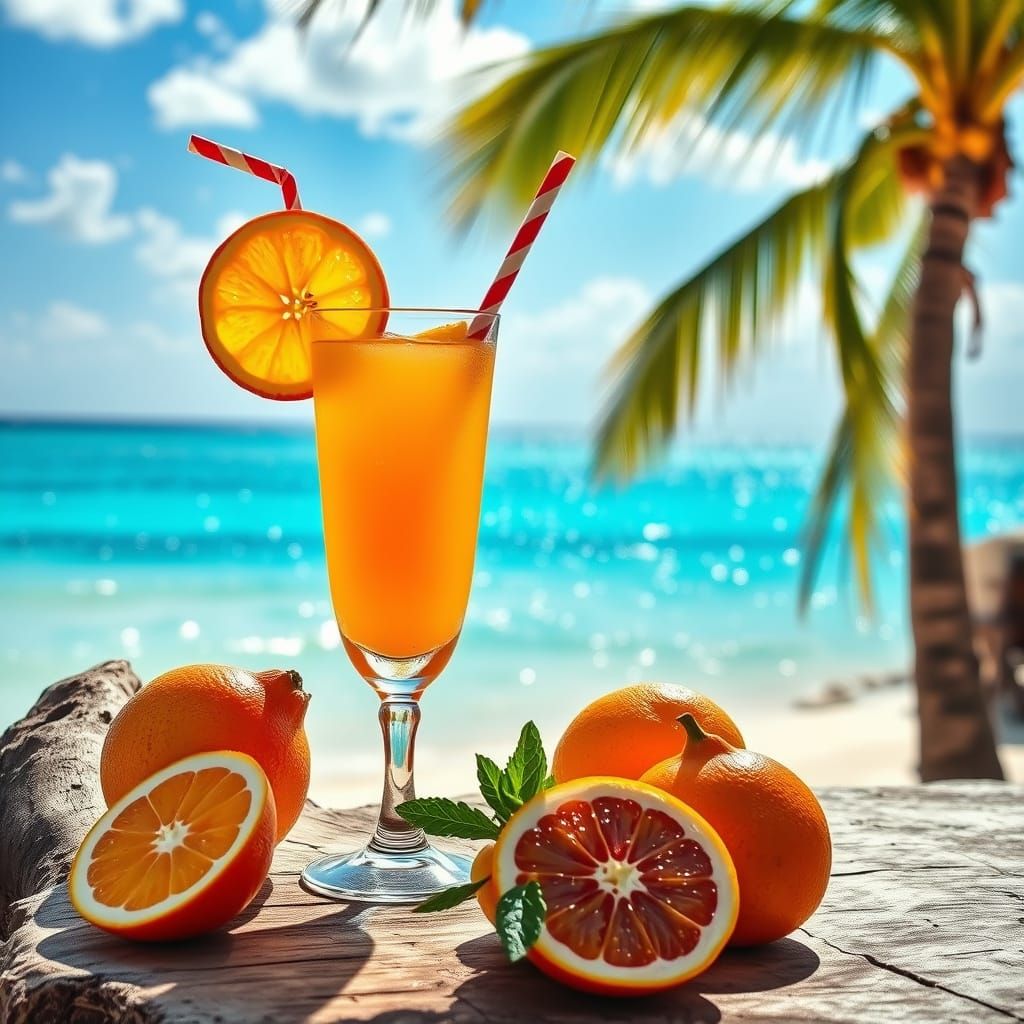 Tropical Citrus Paradise in Impressionist Style