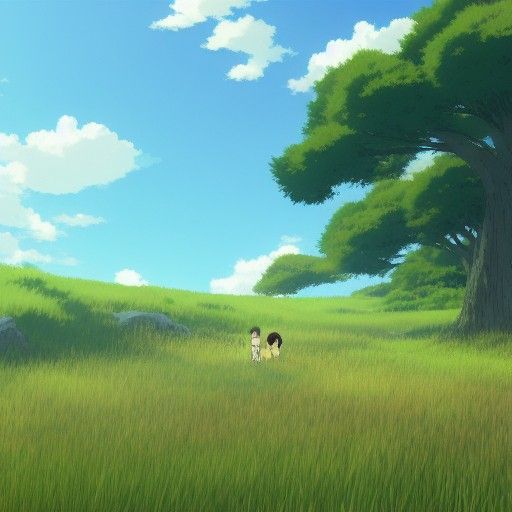 Anime Hilltop Scene in Studio Ghibli Style