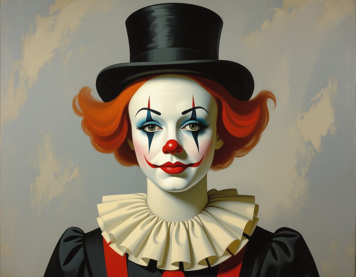 Headless Woman Holding Clown Head in Surrealist Style