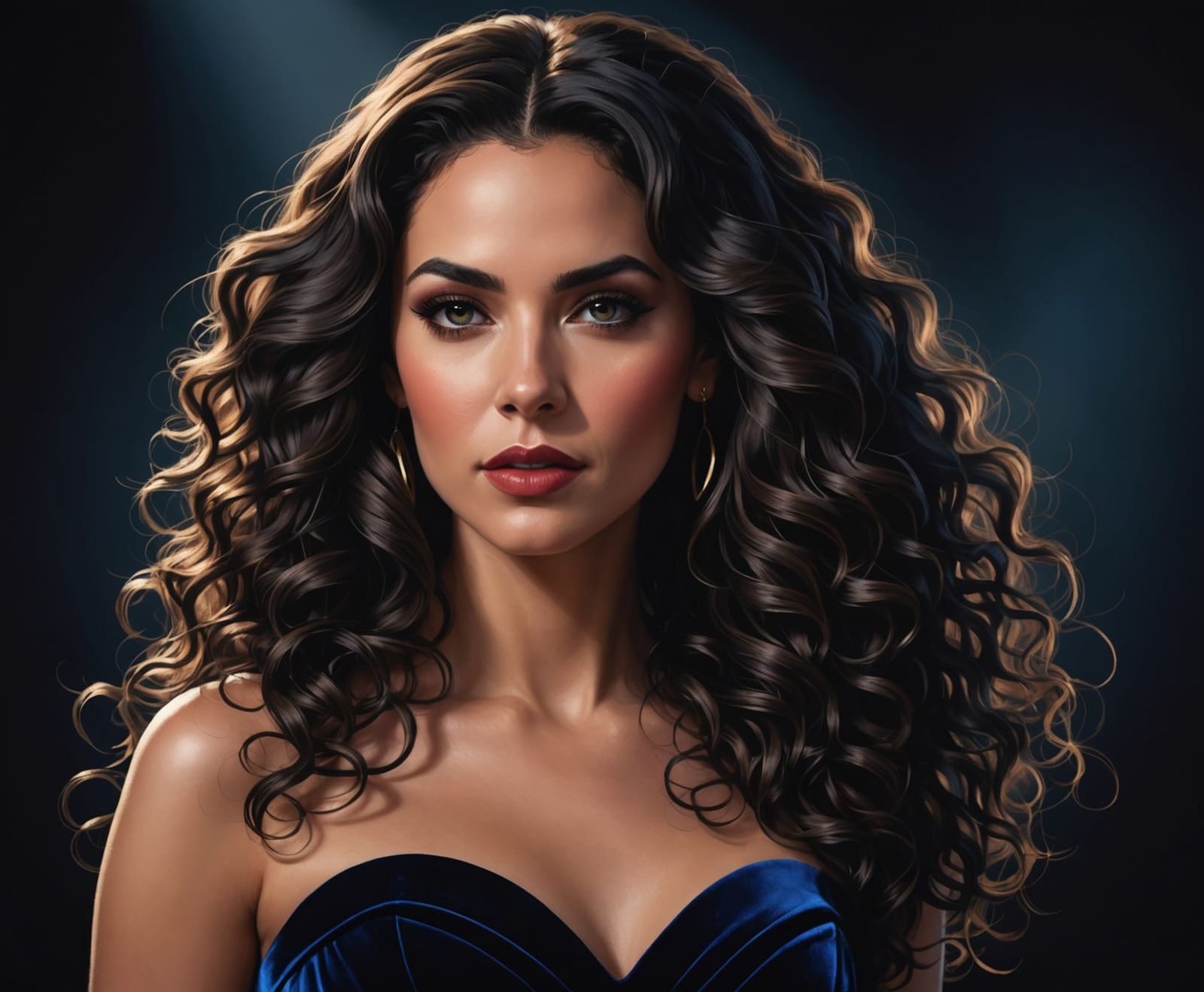 Glamorous Singer in Velvet Gown Portrait