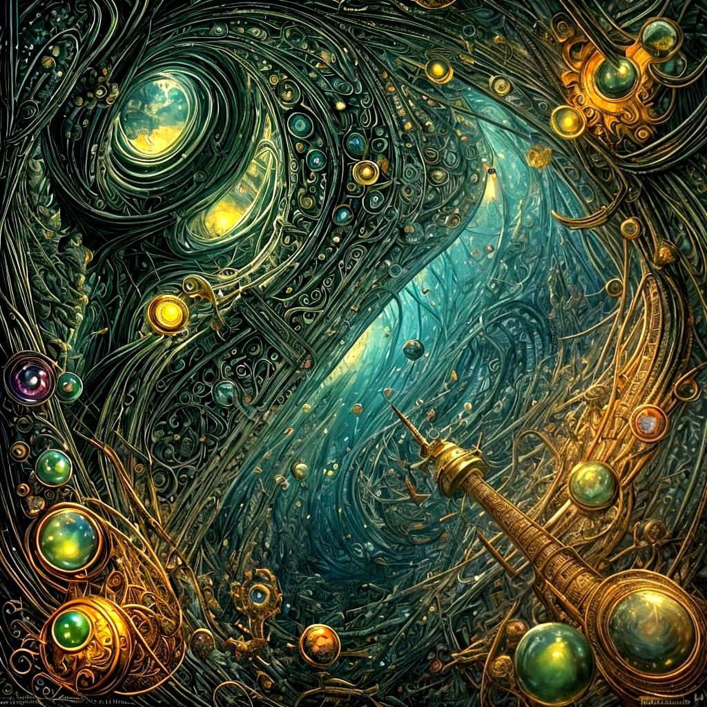 Surrealist Dreamscape Unfolds in a Kaleidoscope of Emerald G...