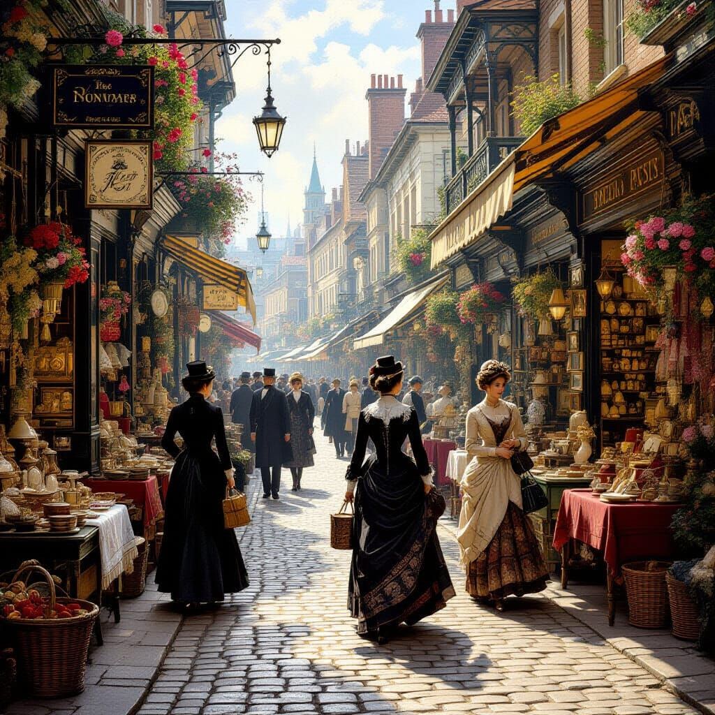 Victorian Marketplace in Hyperrealistic Style
