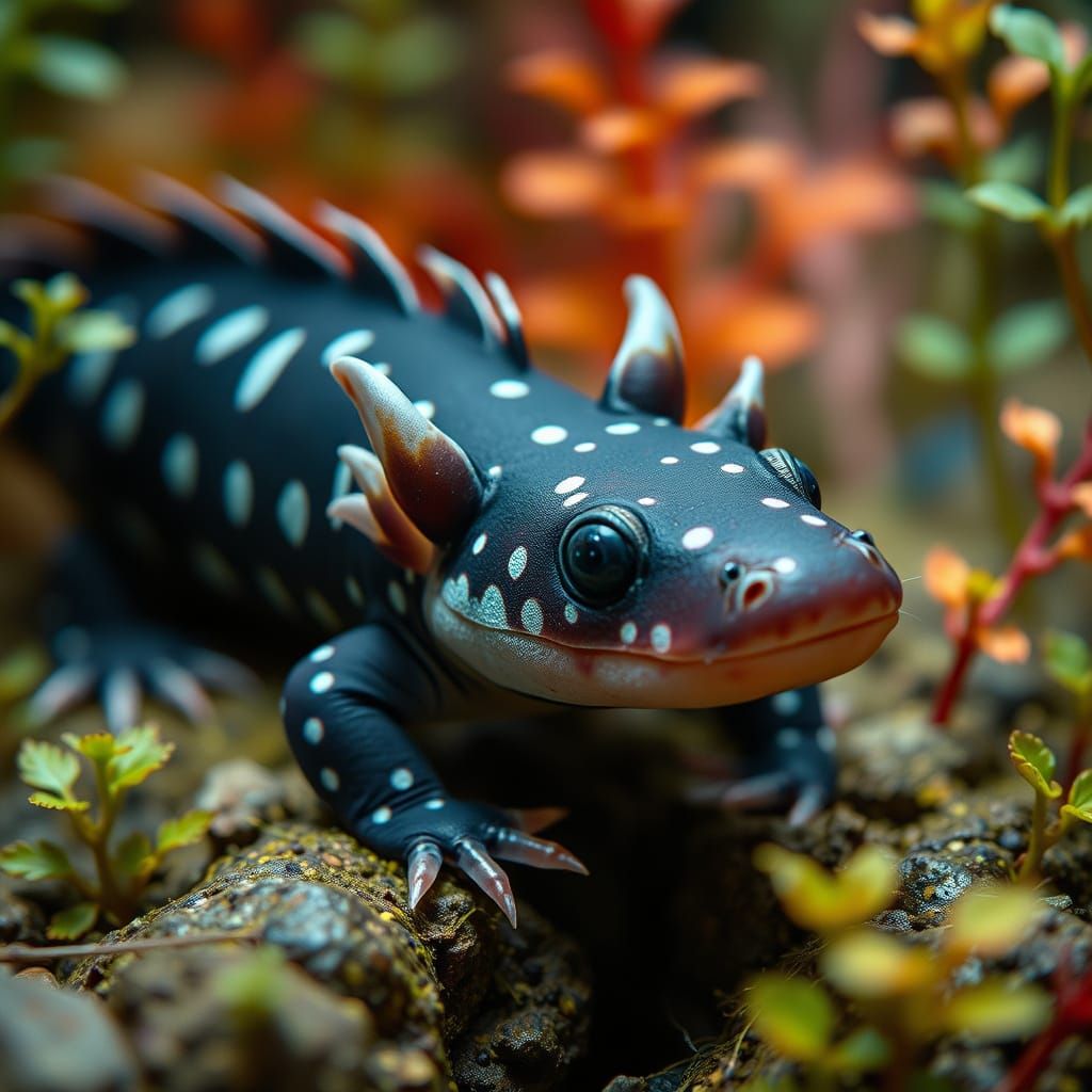 Ancient Axolotls in Vibrant Prehistoric Landscape