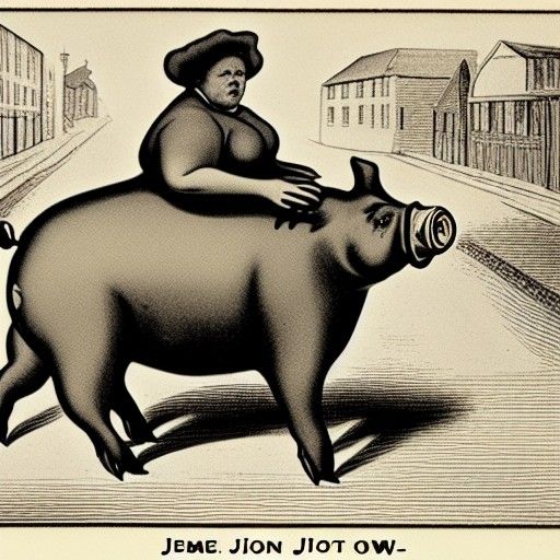 Fat Woman Rides Pig to Town: Horror Art