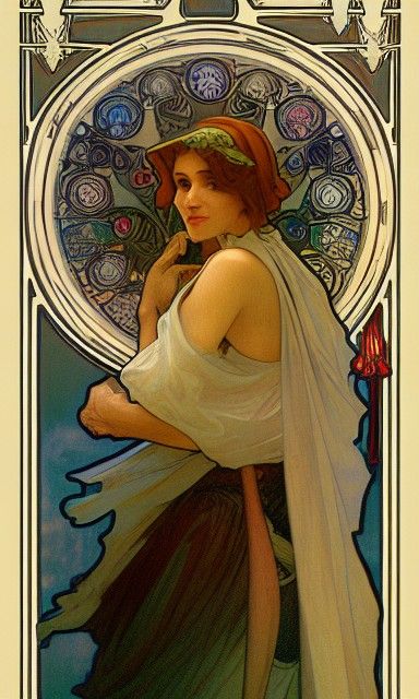 Medieval Seashore in Art Nouveau Style