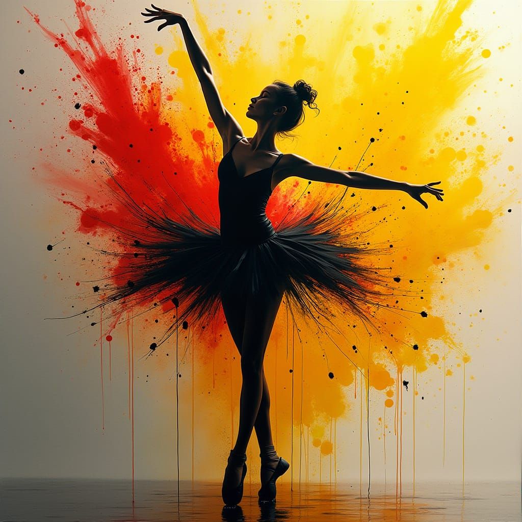 Ballet Dancer in Liquid Ink Explosion
