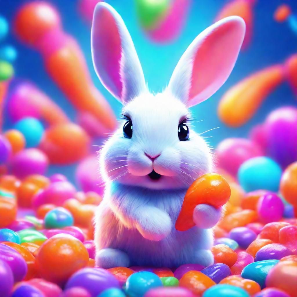 Bunny with Magic Carrot in Candyland Art