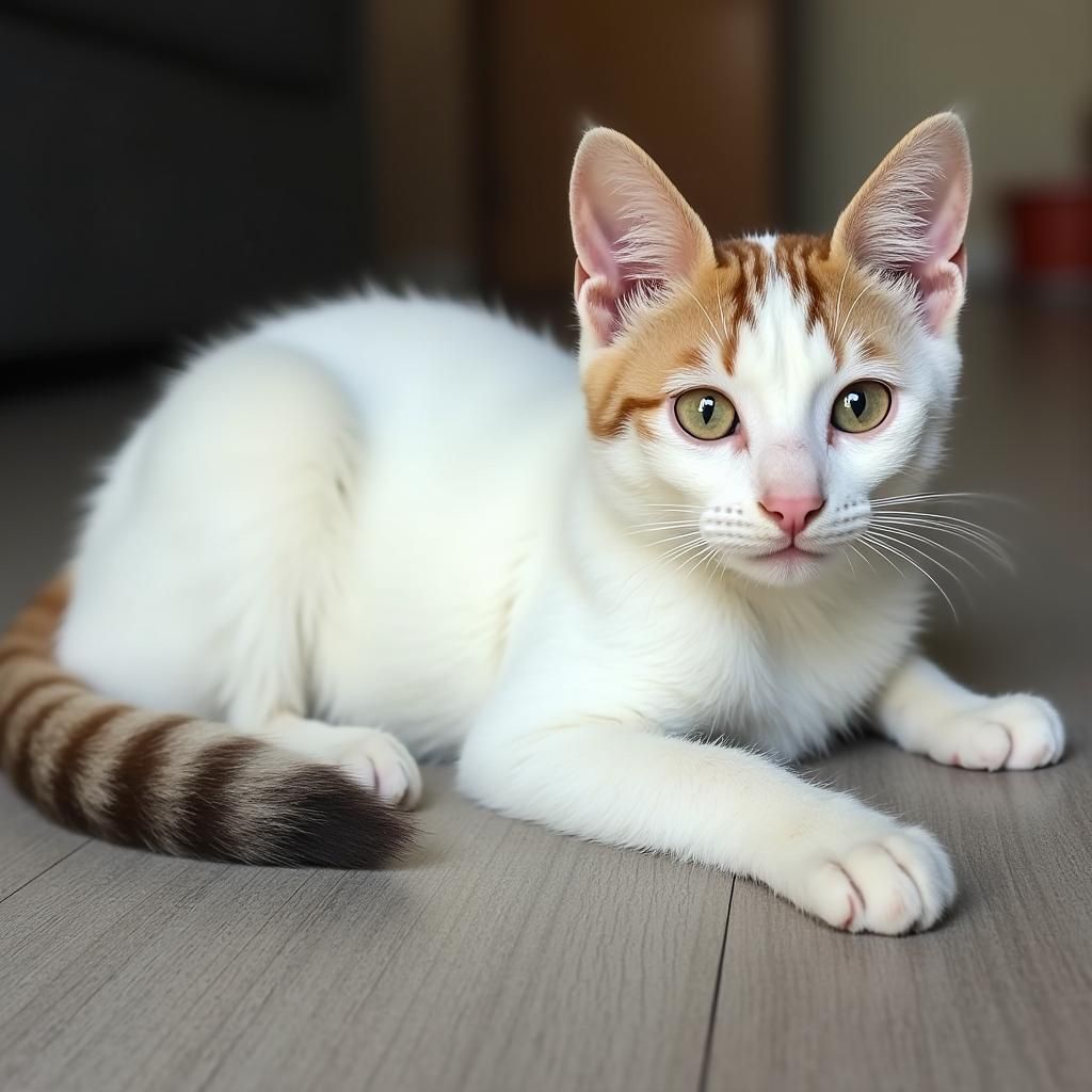 White Cat with Tabby Markings Generated by AI