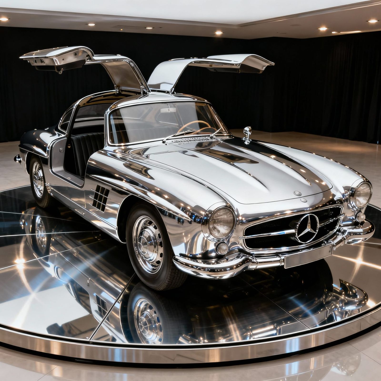Completely chrome 1960 Mercedes Benz gullwing 300 SL