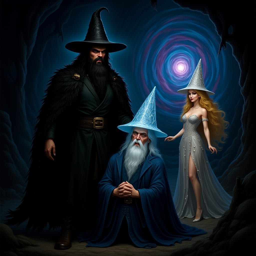 Epic Fantasy Wizard Battle with Mystical Portal