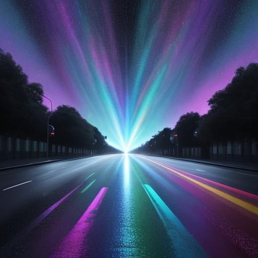 Cosmic Rainbow Reflection: Astral Illustration in Neon Hues