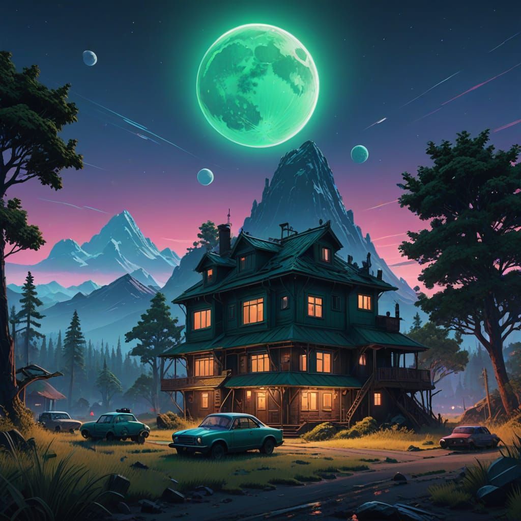 Surreal Indian Fantasy Heartbreak Hotel in Neon Paradise