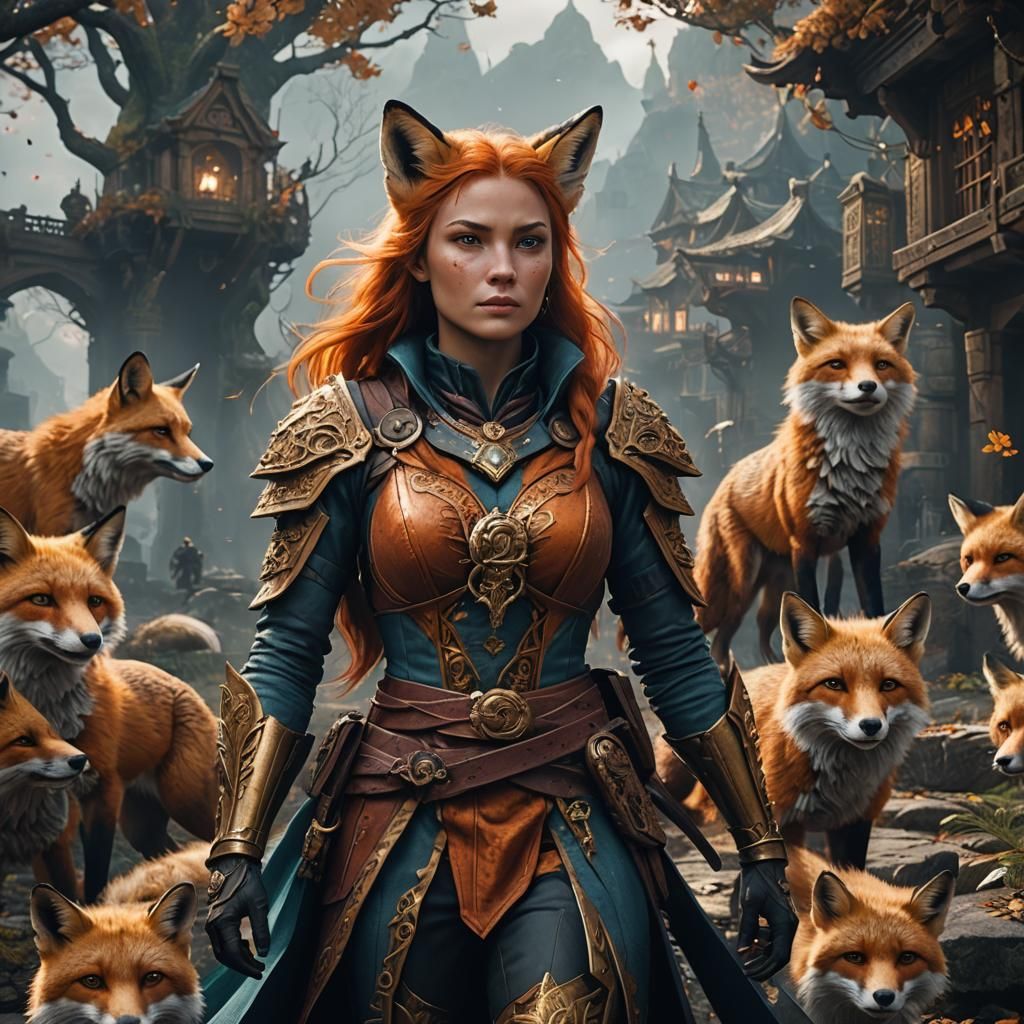 Detailed Fox-Human Hybrid in a Fantasy Art Style