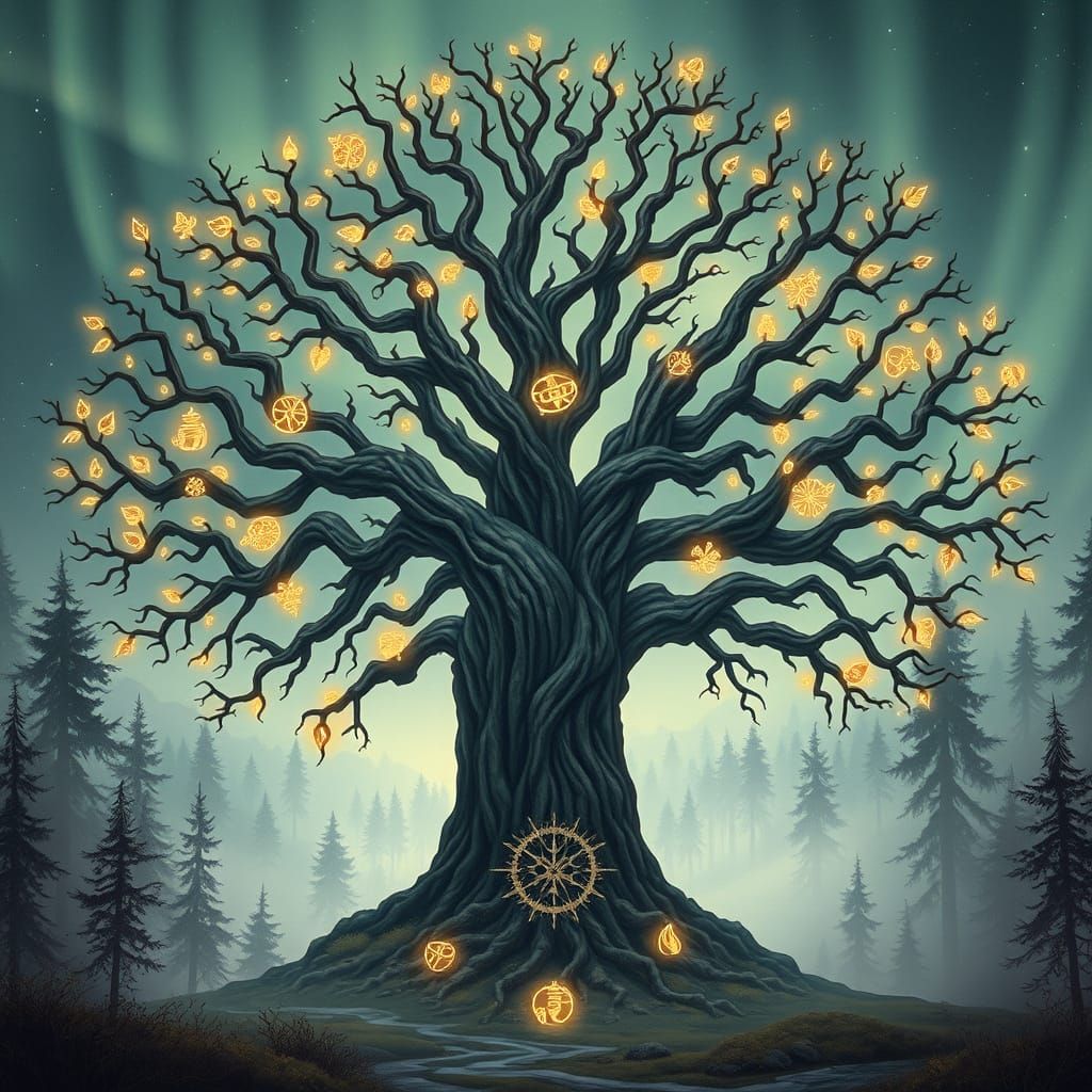 Nordic Tree of Life in Ethereal Light