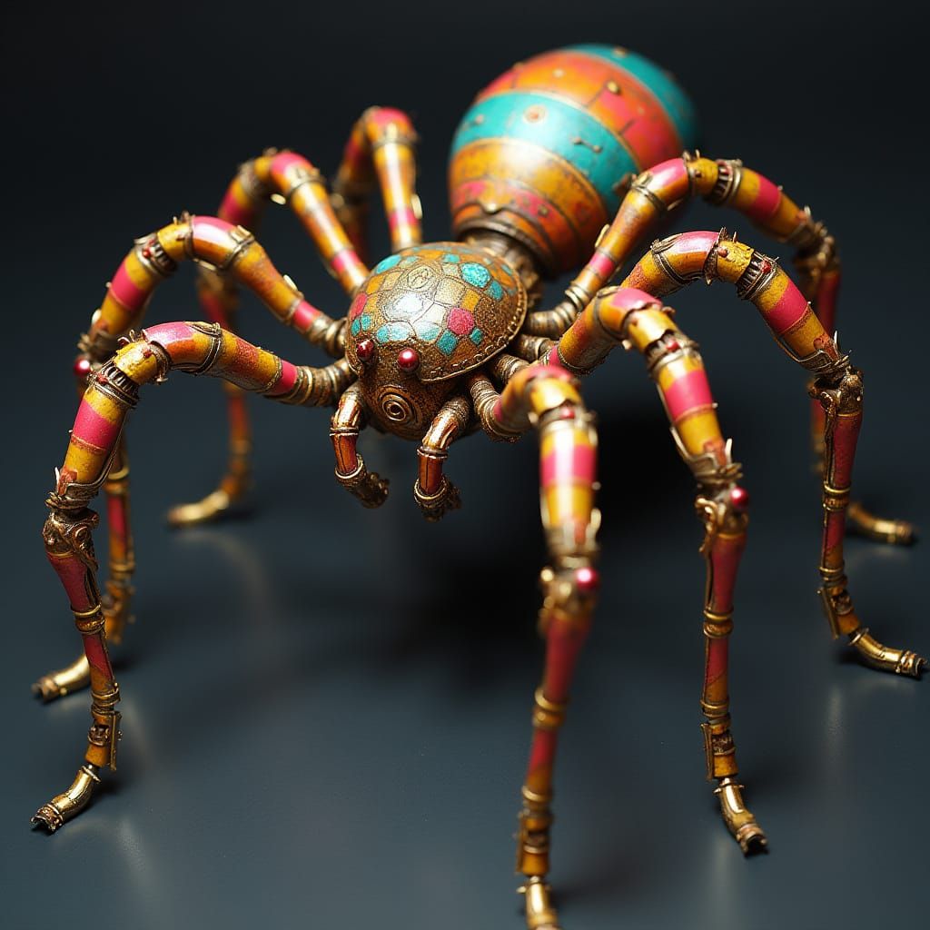 Candy-Striped Mechanical Spider Legs in Steampunk Style