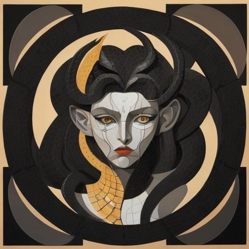 Medusa in Abstract Cubism Style