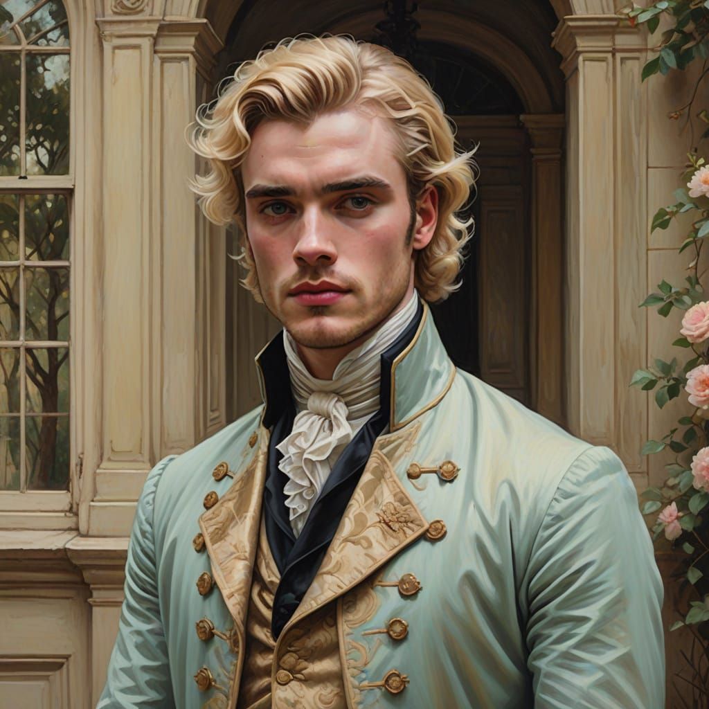Handsome Nobleman in Rococo-Inspired Digital Illustration