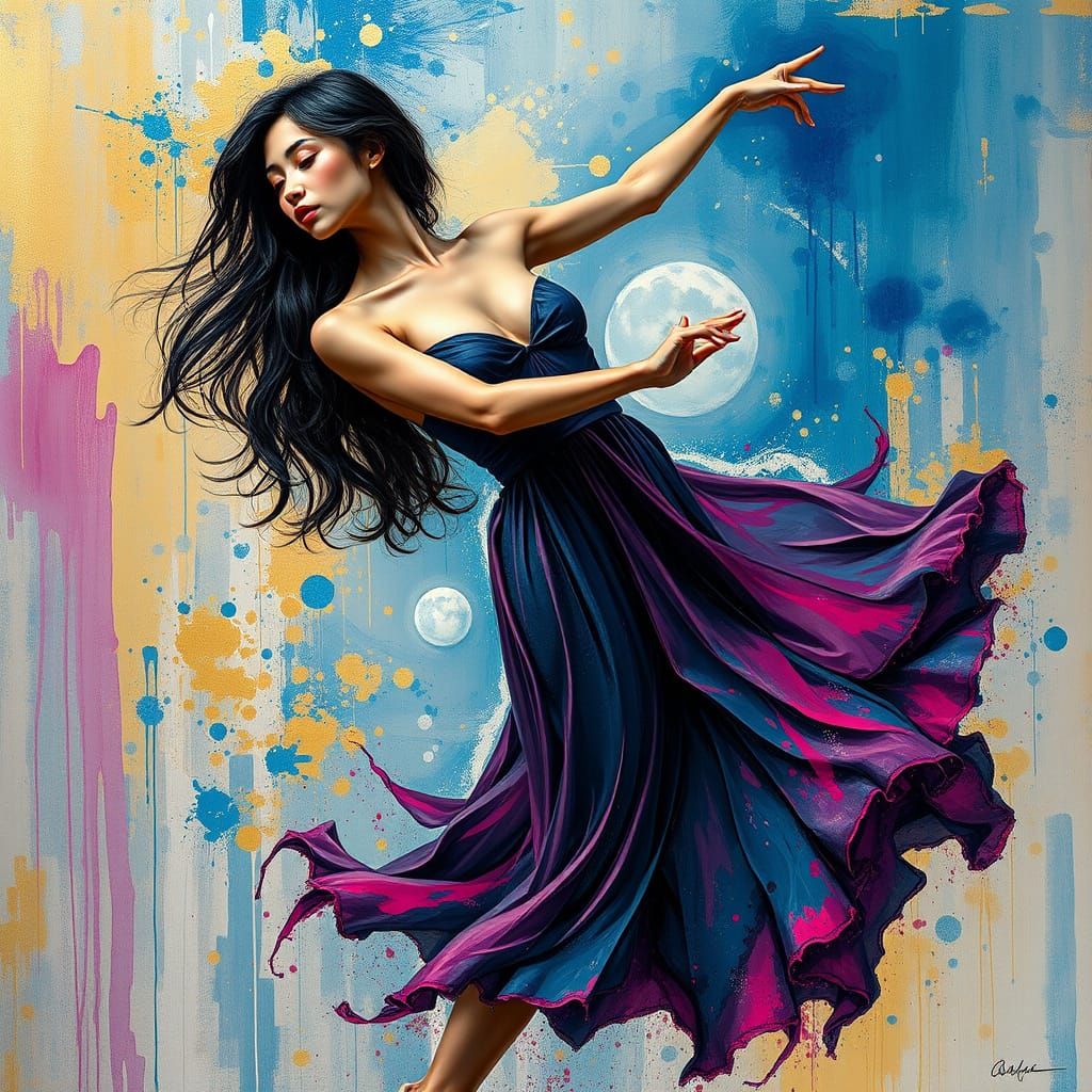 Explosive Dance: Abstract Expressionism Mixed Media