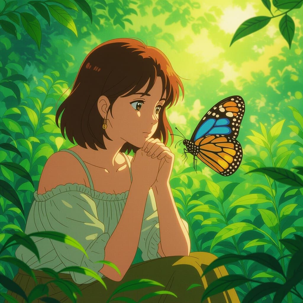 Butterfly in Studio Ghibli Anime Style