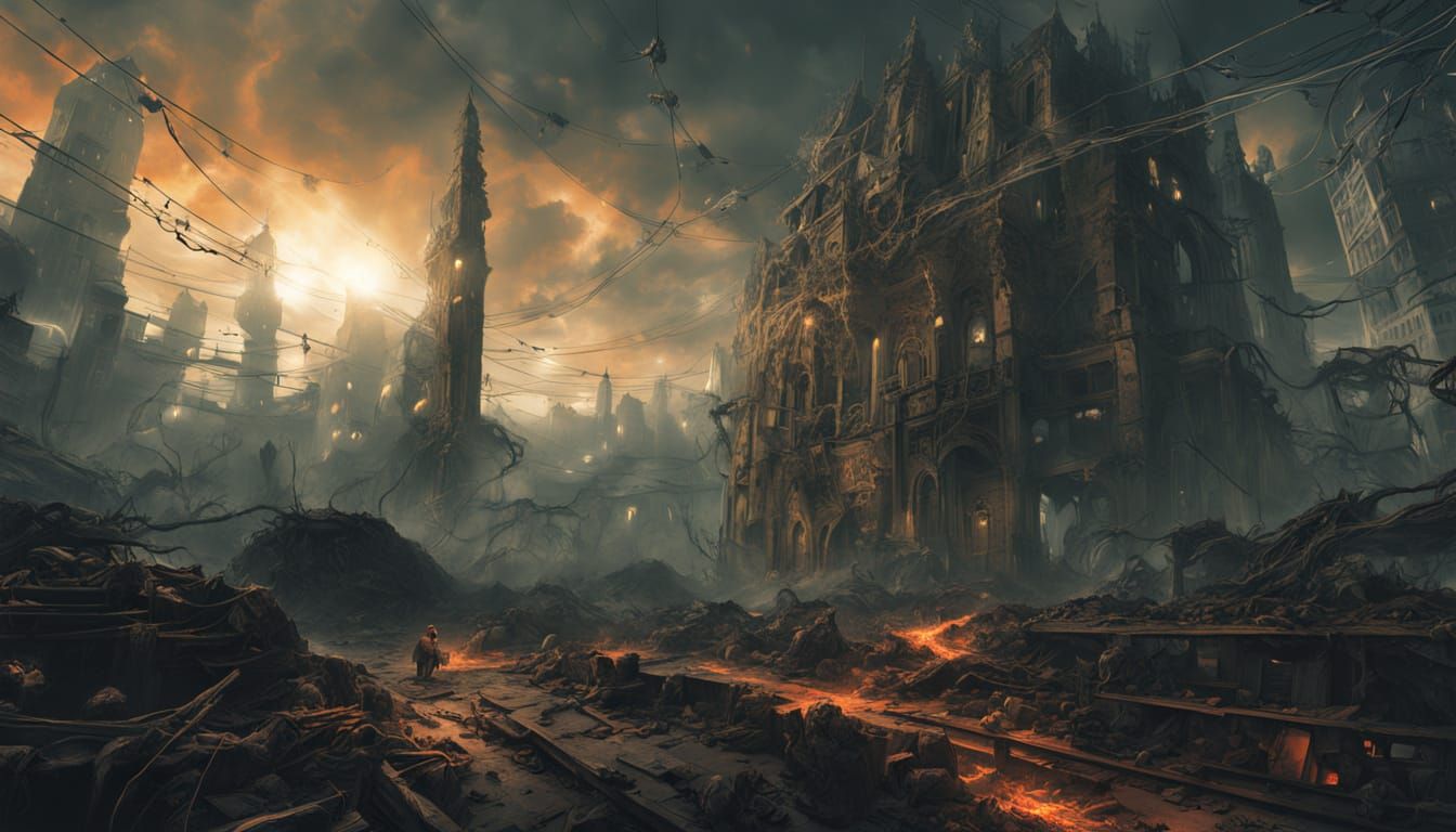 Nature Reclaims Ruins in Post-Apocalyptic Gothic Art