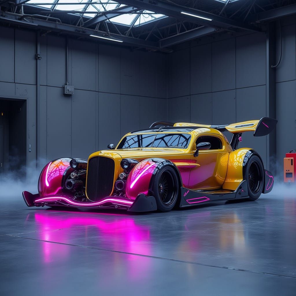 Custom Demon Mecha Car in Showroom: Spectral Paint & Iridesc...