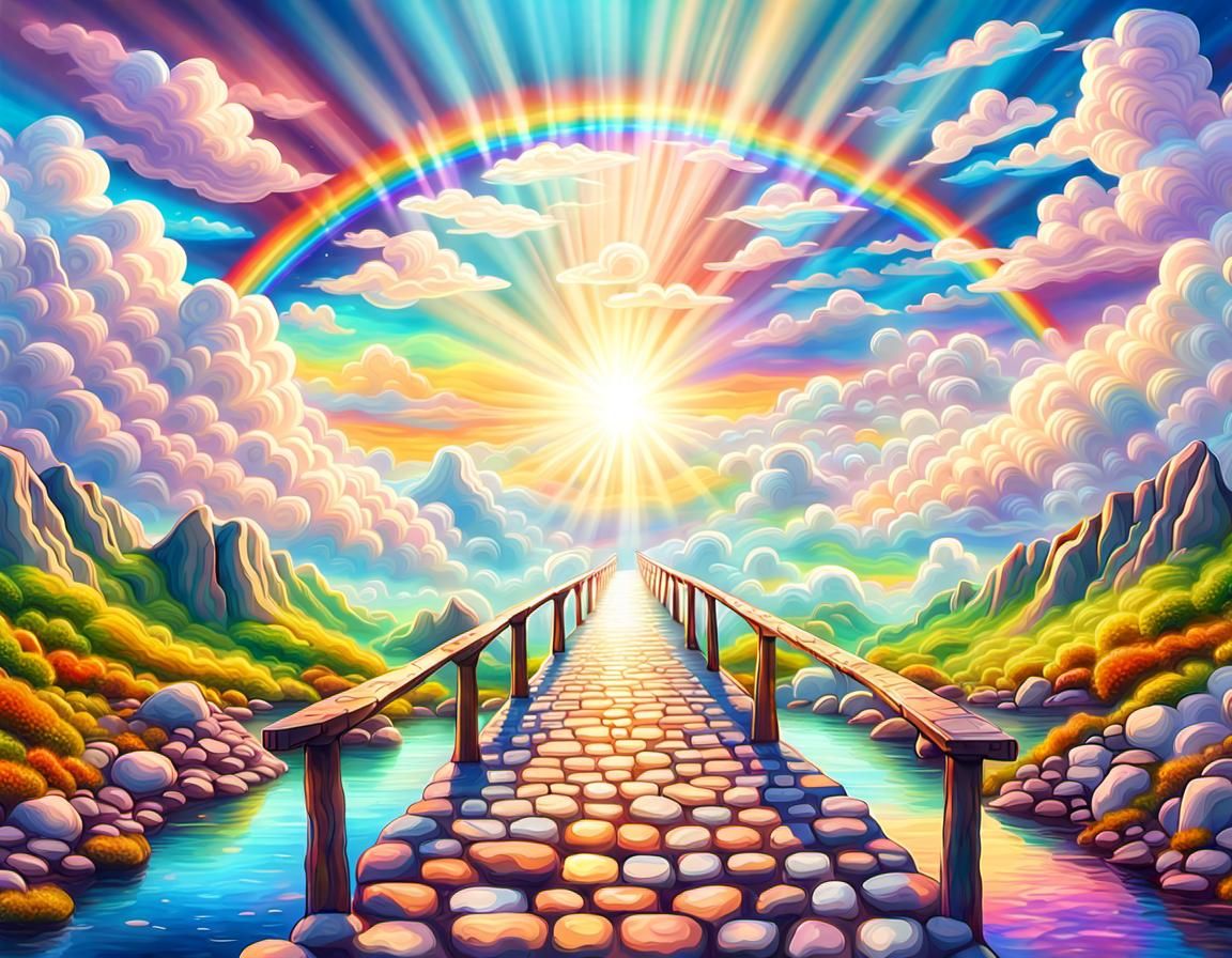 Rainbow Bridge to Pet Heaven: Astral Illustration