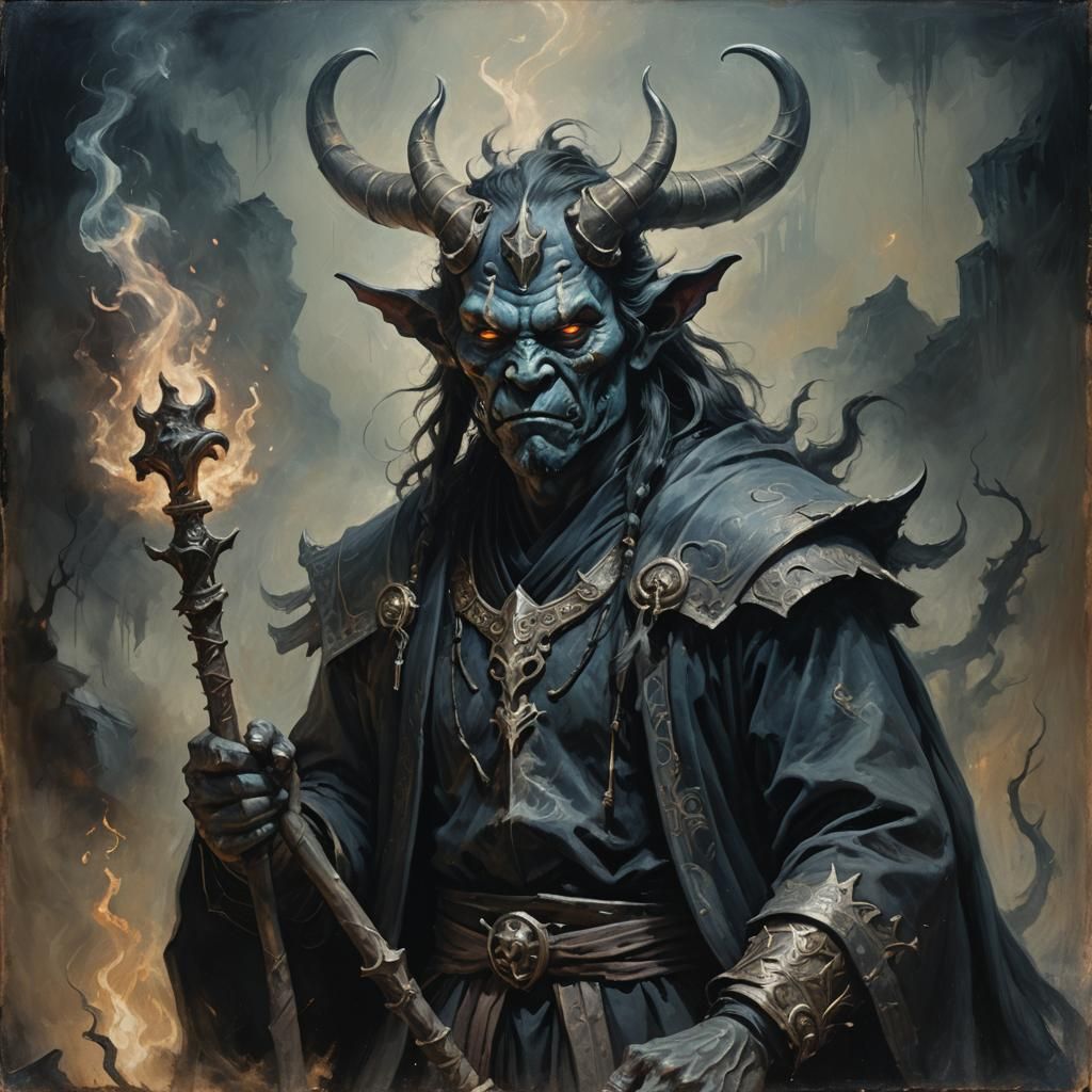 Oni Grand Mage in Dark Fantasy Style