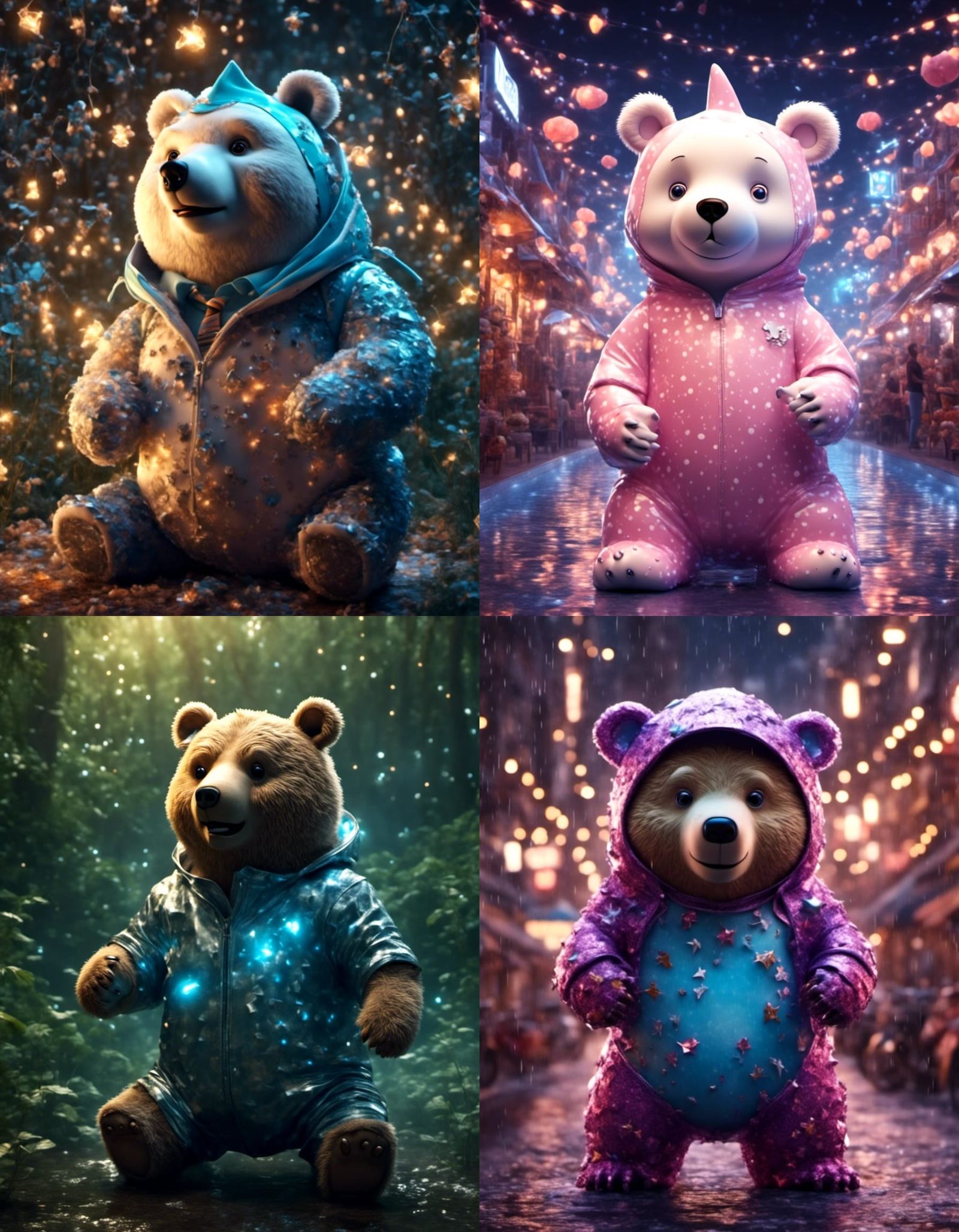 Cute Bear in Shark Costume, 3D Animation