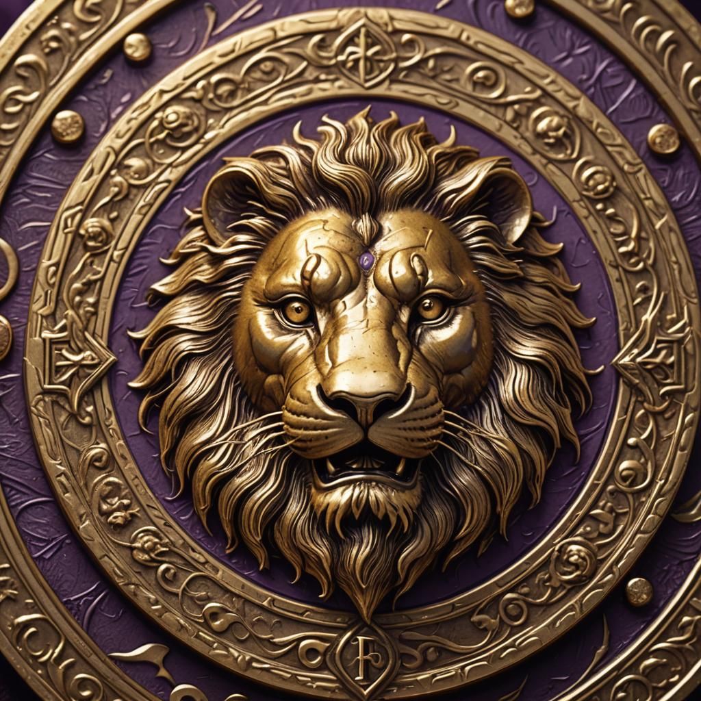 Golden Coin with Lion, Fantasy Illustration