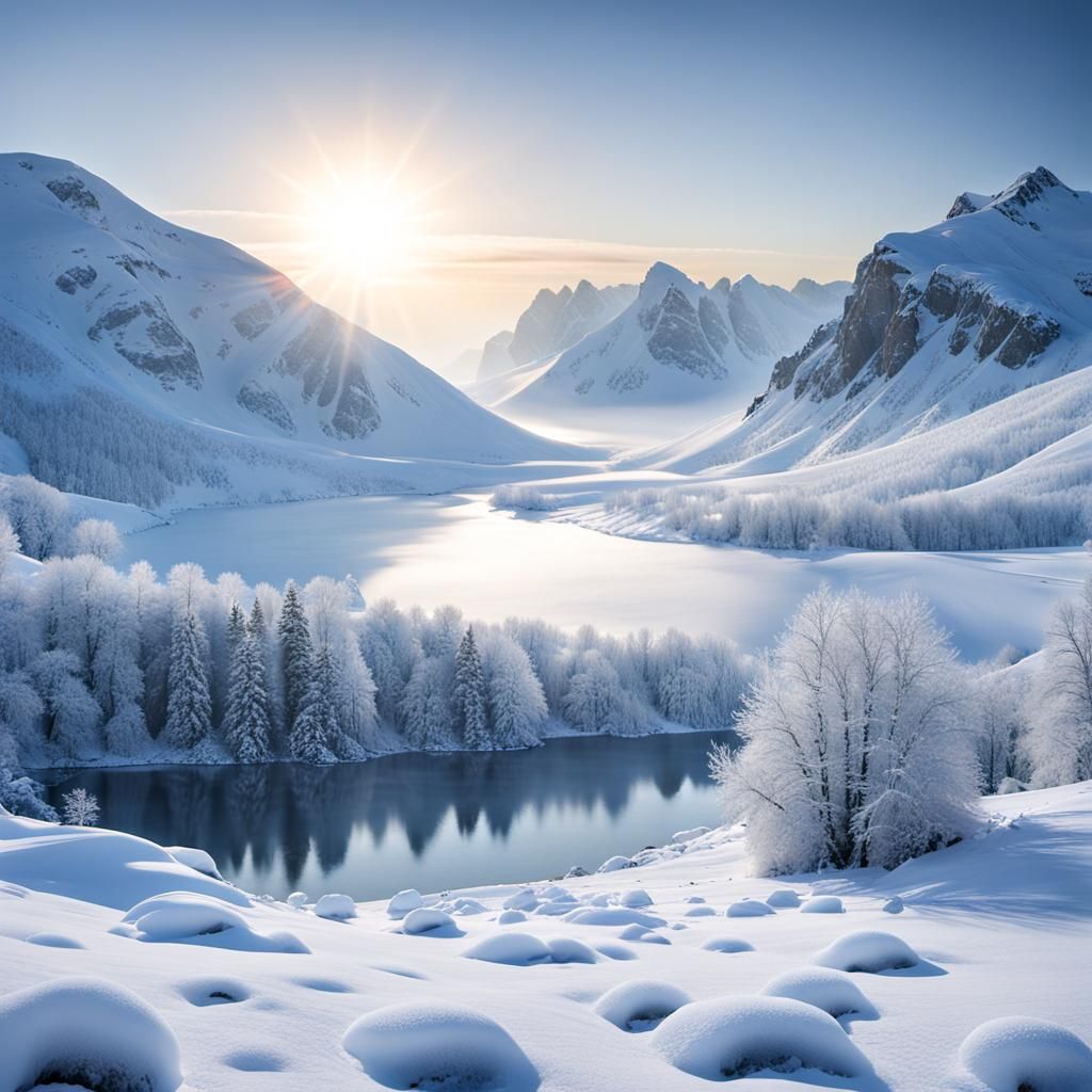 Icy Mountain Range in Winter's Embrace