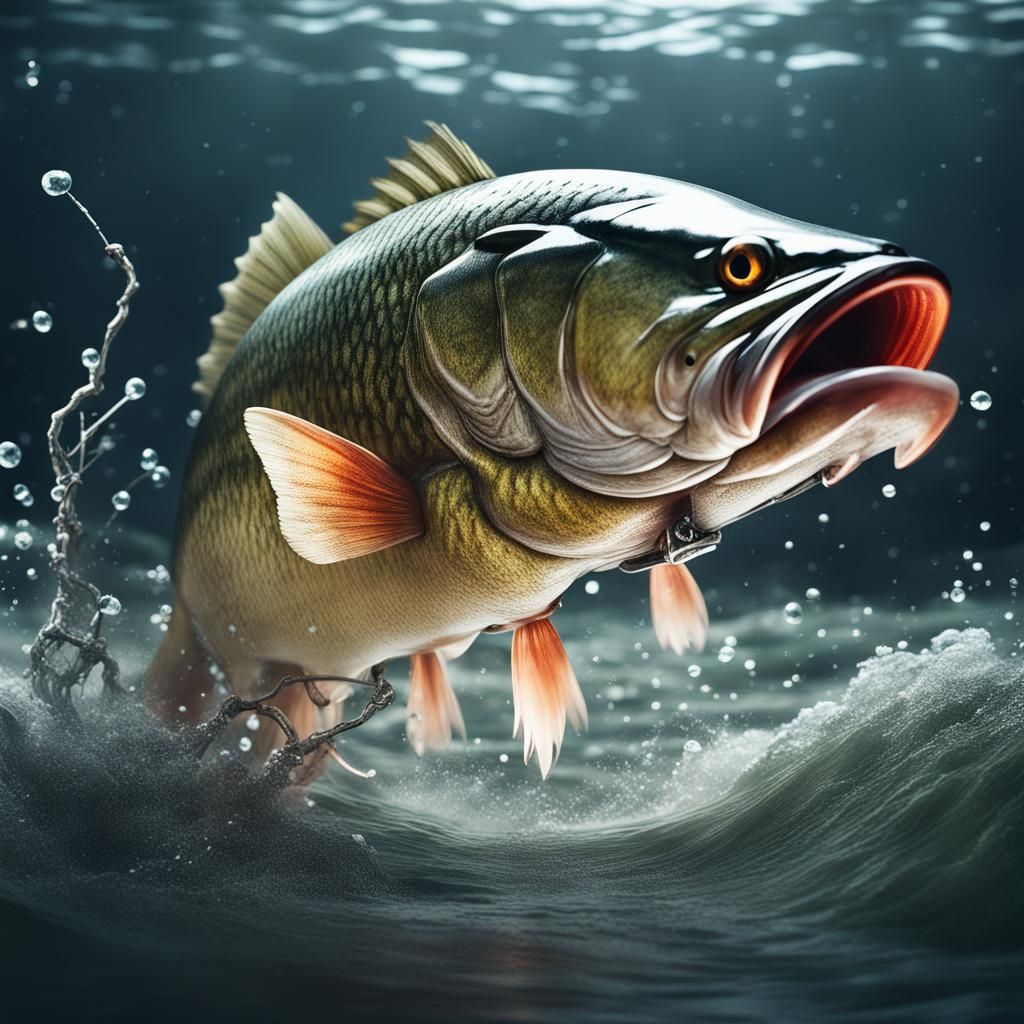 Epic Zander Attack Bait in Water: Digital Matte Painting