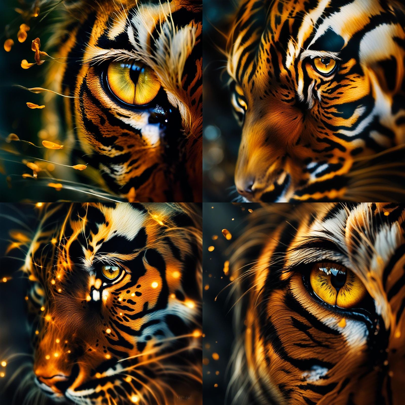 Tiger's Eye Close-up in Dreamlike Ink Wash Style