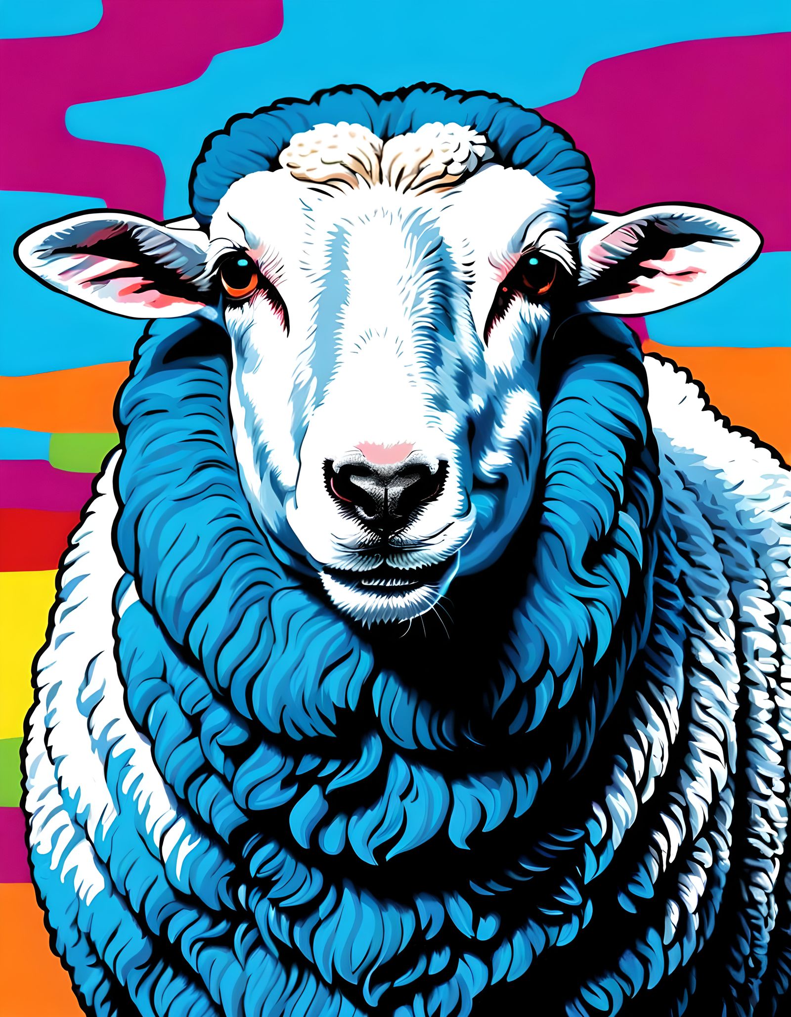 Pop Art Sheep Inspired by Andy Warhol