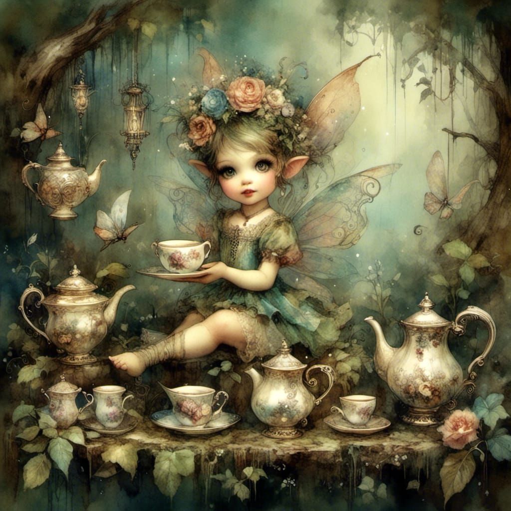 Cute Pixie Tea Party in Enchanted Forest