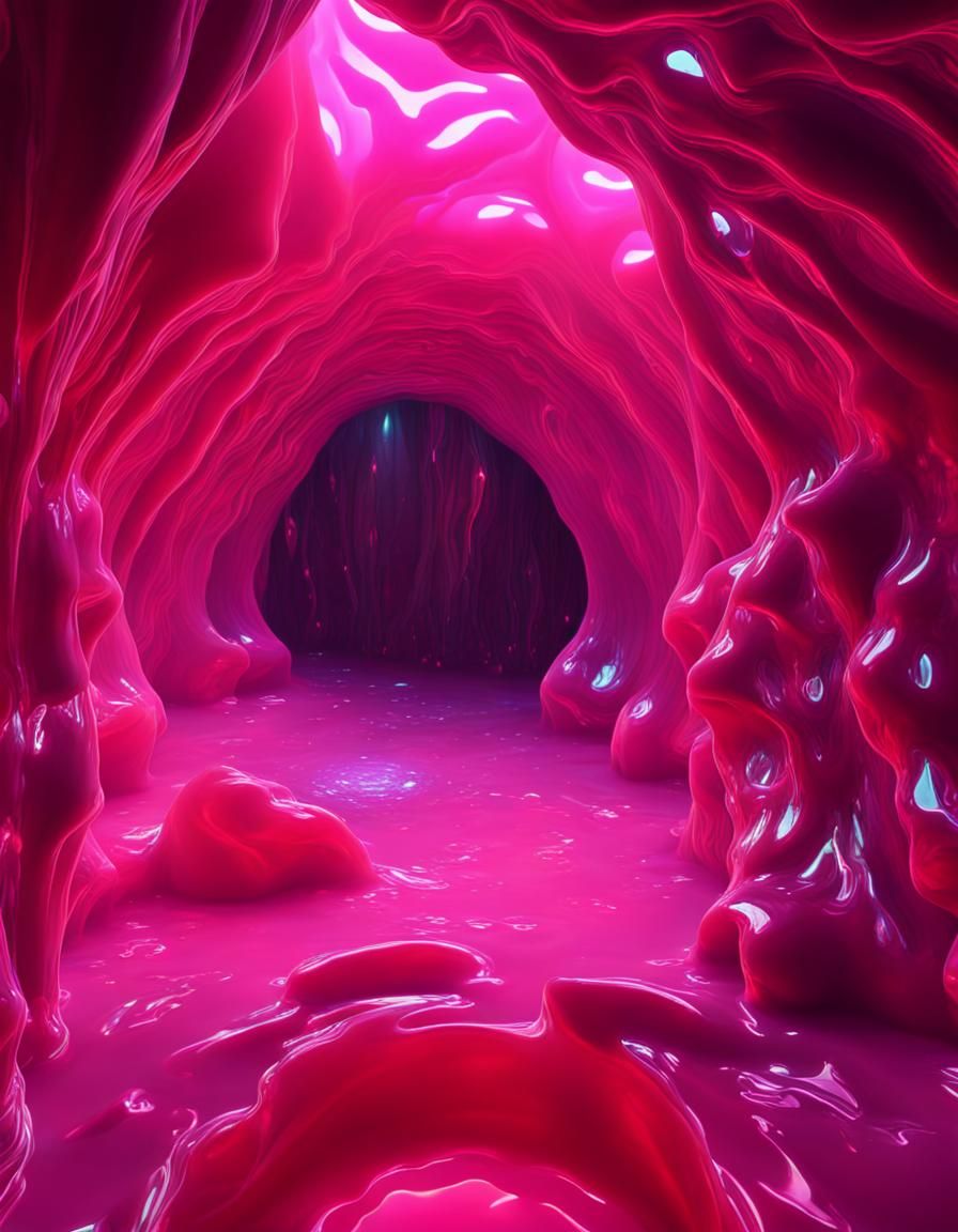 Glowing Glass Cave in Ultraviolet Light, 8K
