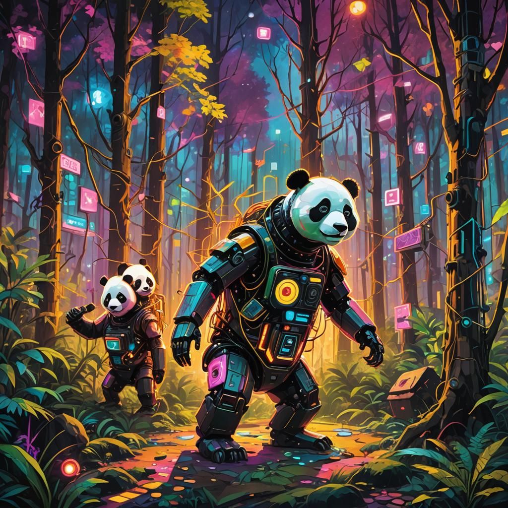 Panda and Robots Collaborate in Techno-Nature Fusion