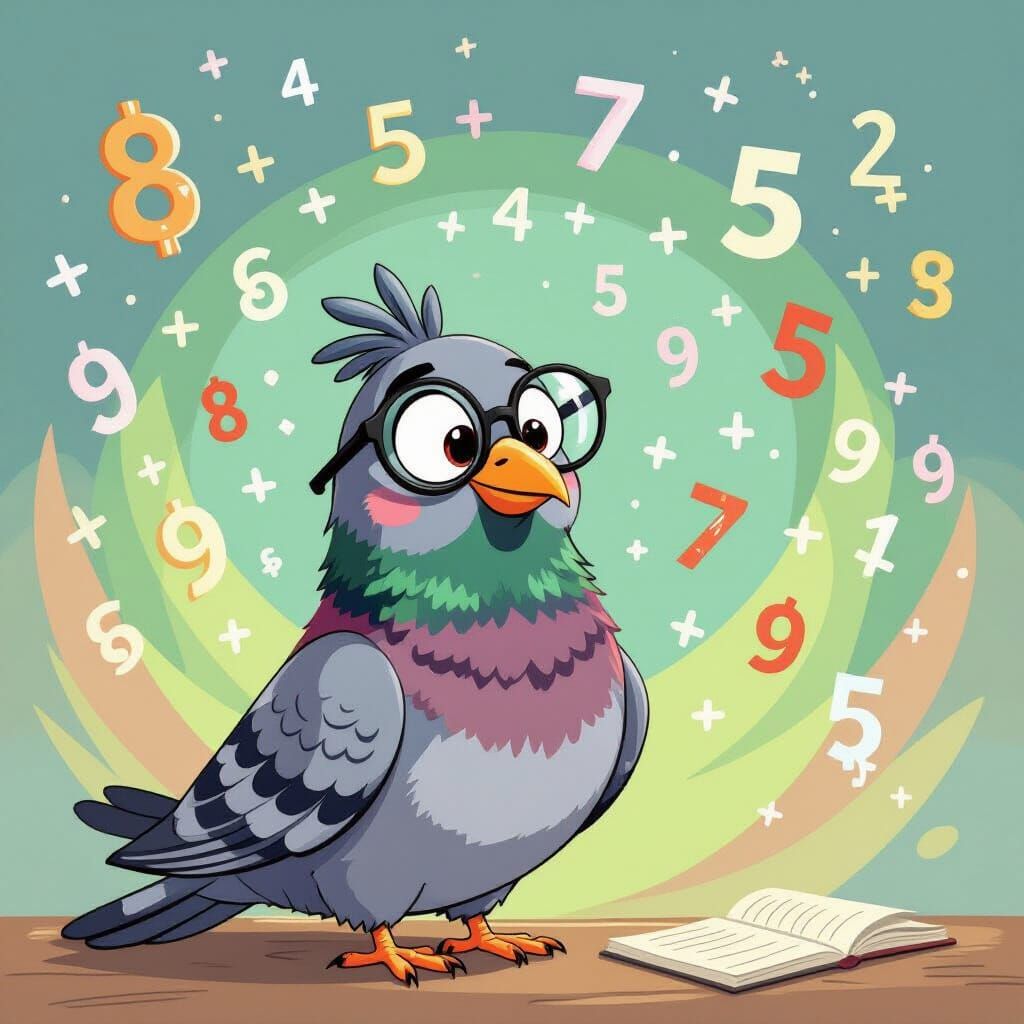 Math Pigeon Lost in Numbers Cartoon Style