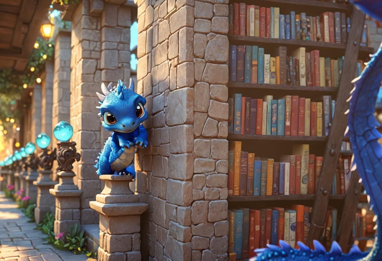 Cuddly Blue Dragon Portrait in Pixar Style