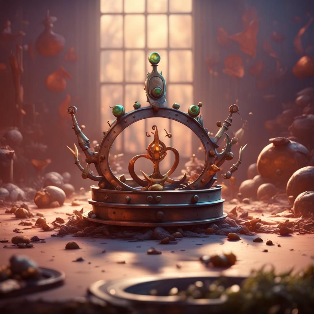 Grasshopper with Shield and Crown in Apocalyptic Scene