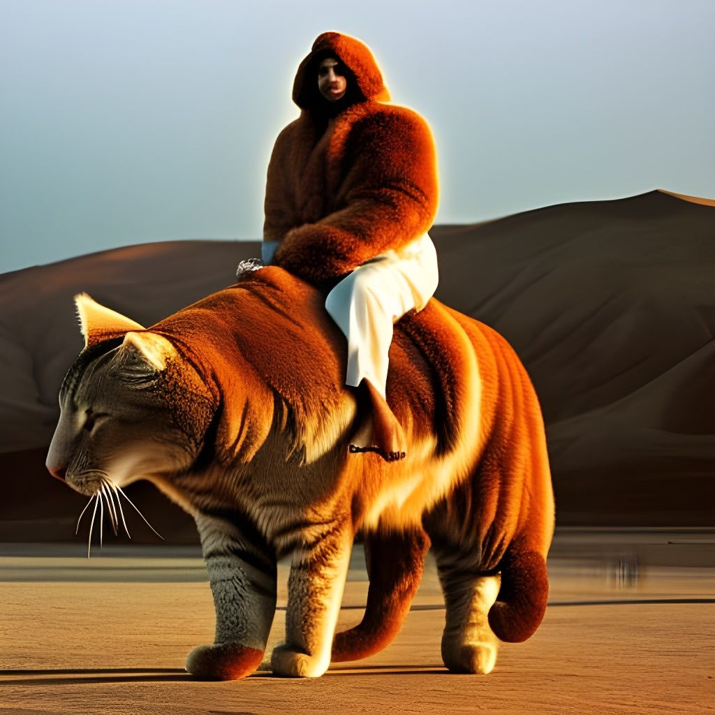 Furry Woman on Cat, Photographic Style