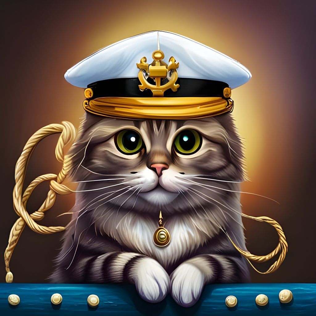Fluffy Cat Captain on the High Seas
