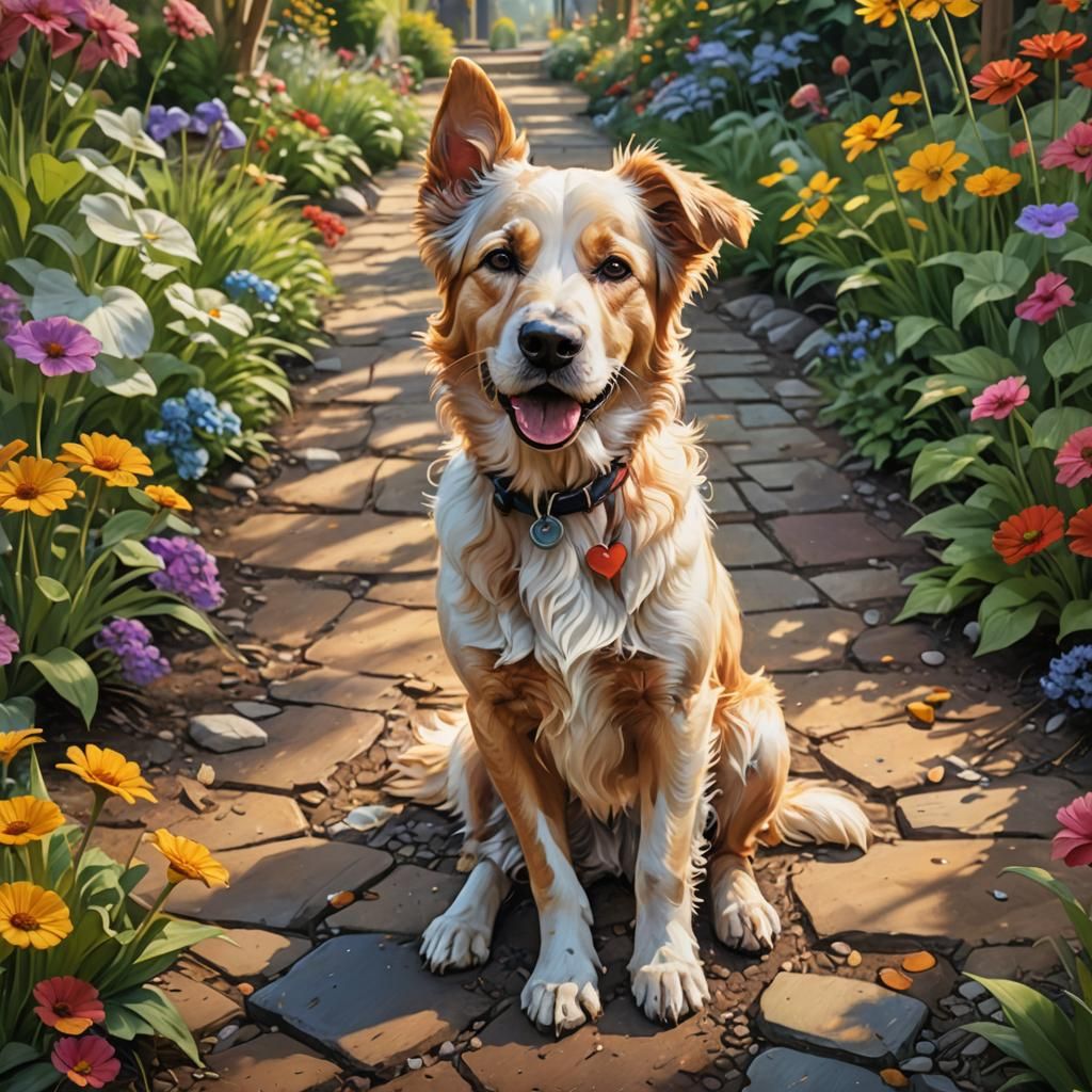 Dog's Unconditional Love in Nature's Therapy Garden